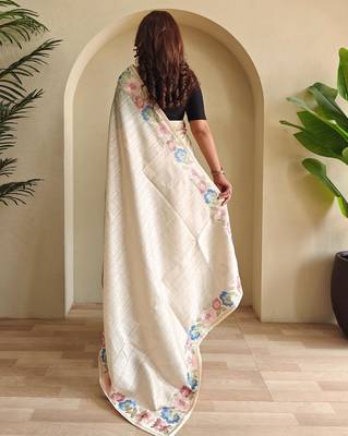 Cream art silk  woven saree 3
