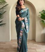Green art silk  woven saree
