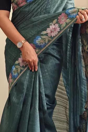 Green art silk  woven saree