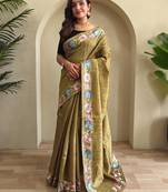 Mehendi art silk  woven saree