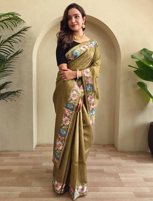 Mehendi art silk  woven saree 2
