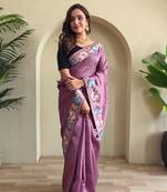 Onion pink art silk  woven saree
