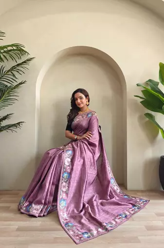 Onion pink art silk  woven saree