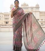 Baby pink art silk  woven saree