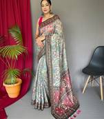 Green art silk  woven saree