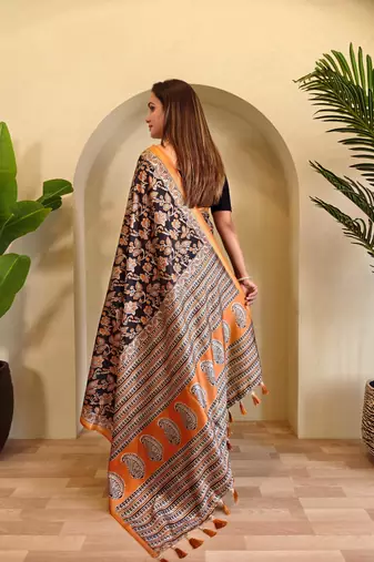Black art silk  woven saree
