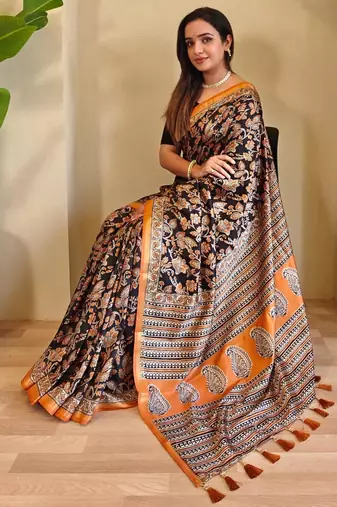 Black art silk  woven saree