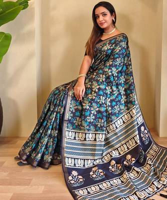 Black art silk  woven saree 4