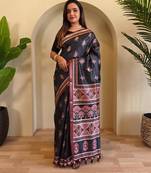 Black art silk  woven saree