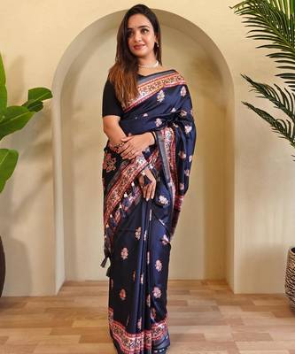 Black art silk  woven saree 2