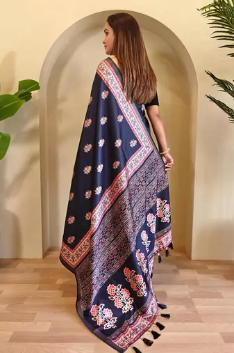 Black art silk  woven saree