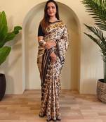 Cream art silk  woven saree