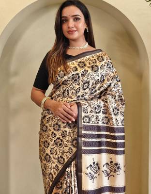 Cream art silk  woven saree 2