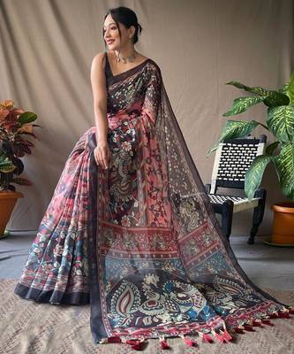 Baby pink art silk  woven saree 3