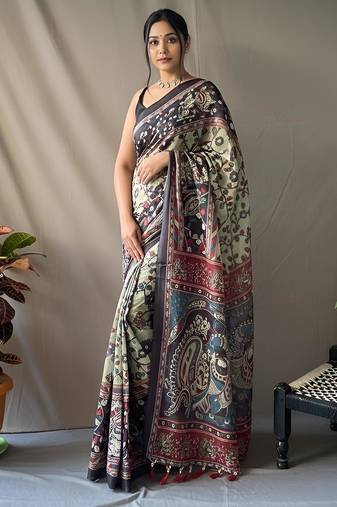 Green art silk  woven saree