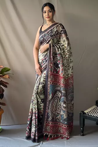 Green art silk  woven saree