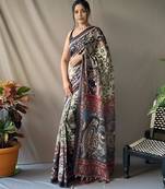 Green art silk  woven saree