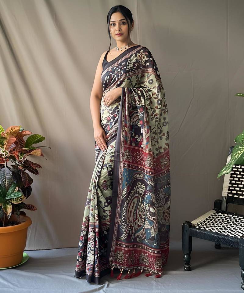 Green art silk  woven saree