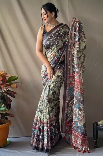 Green art silk  woven saree