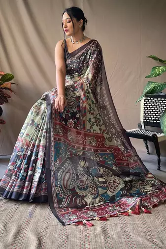 Green art silk  woven saree