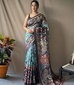 Sky blue art silk  woven saree