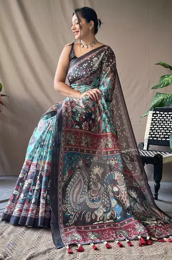 Sky blue art silk  woven saree