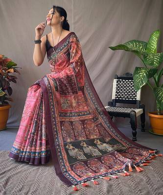 Baby pink art silk  woven saree 3