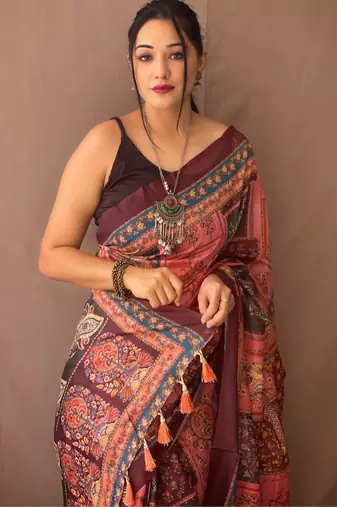 Baby pink art silk  woven saree