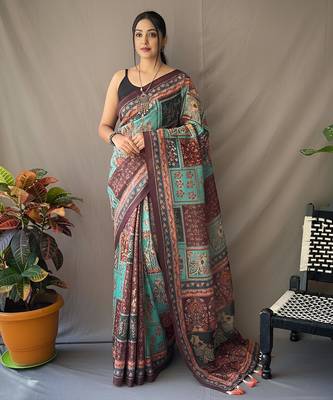 Sky blue art silk  woven saree 1
