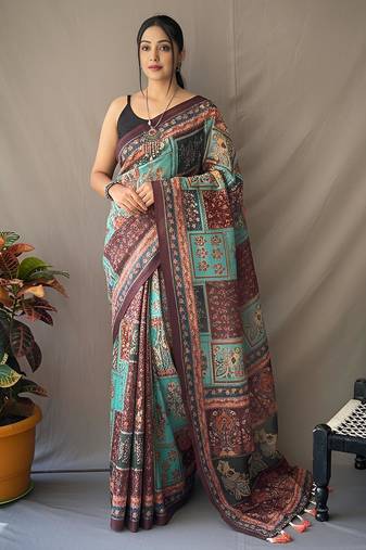 Sky blue art silk  woven saree