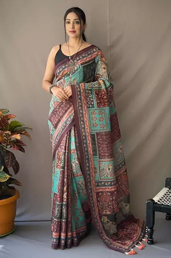 Sky blue art silk  woven saree