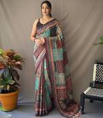 Sky blue art silk  woven saree