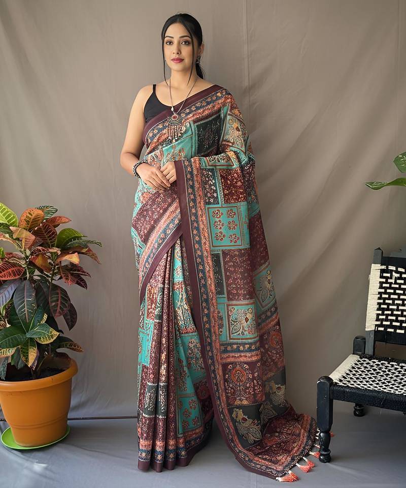 Sky blue art silk  woven saree