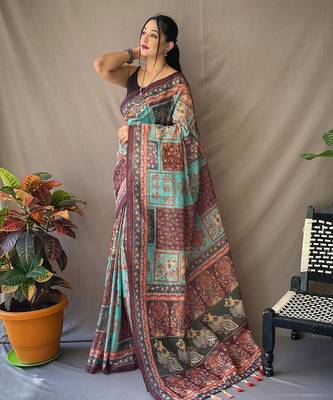 Sky blue art silk  woven saree 2