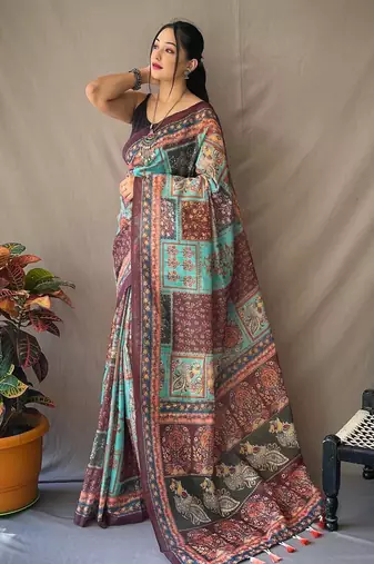 Sky blue art silk  woven saree