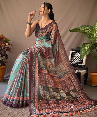 Sky blue art silk  woven saree 3