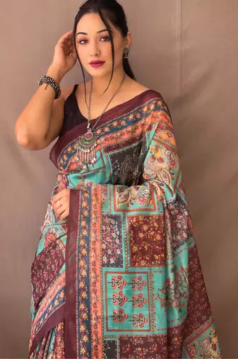 Sky blue art silk  woven saree
