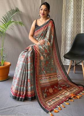 Green art silk  woven saree 2