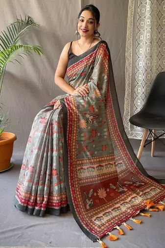 Green art silk  woven saree