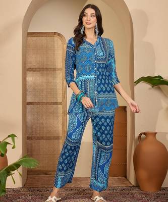 Bohemian printed top with trousers 1