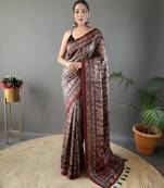 Black art silk  woven saree