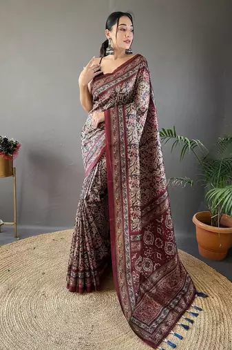 Black art silk  woven saree