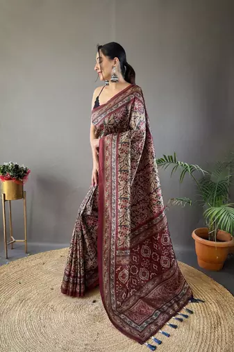 Black art silk  woven saree
