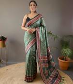 Green art silk  woven saree