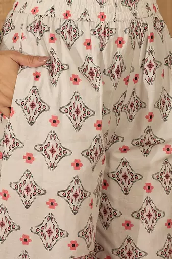 Printed v-neck tunic & trousers co-ords