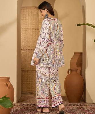 Printed pure cotton top with trousers co-ords 2