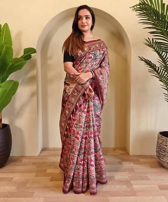 Baby pink art silk  woven saree 2