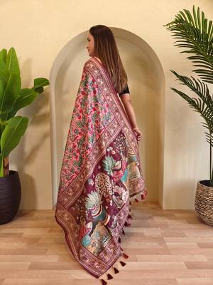 Baby pink art silk  woven saree 3