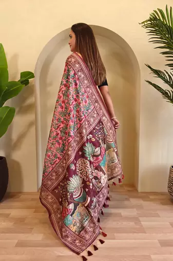Baby pink art silk  woven saree