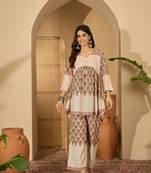 Printed v-neck tunic & trousers co-ords